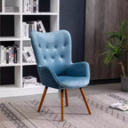 Sedia d'accento contemporanea in velluto setoso trapuntato con bottoni sullo schienale, blu