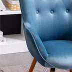 Sedia d'accento contemporanea in velluto setoso trapuntato con bottoni sullo schienale, blu