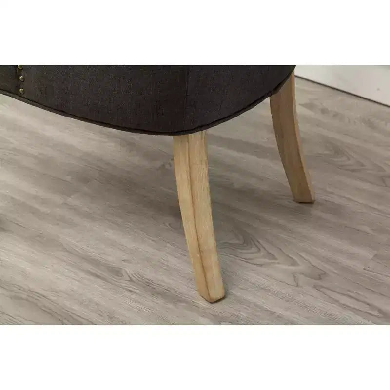 Sedie da hostess imbottite in legno massello con schienale ad ali e borchie, antracite