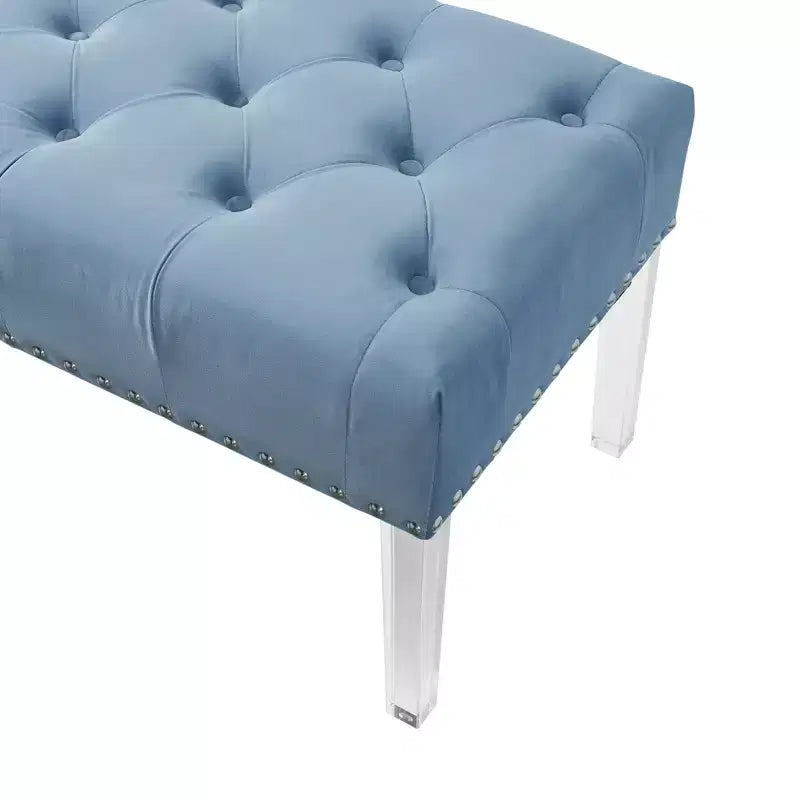 Panca Rivestita in Velluto Capitonnè con Gambe in Acrilico, Blu