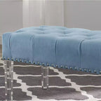 Panca Rivestita in Velluto Capitonnè con Gambe in Acrilico, Blu