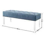 Panca Rivestita in Velluto Capitonnè con Gambe in Acrilico, Blu