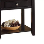 Tavolino d'appoggio da 22" nero con piano sollevabile, contenitore, gambe affusolate, ripiano